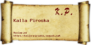 Kalla Piroska névjegykártya